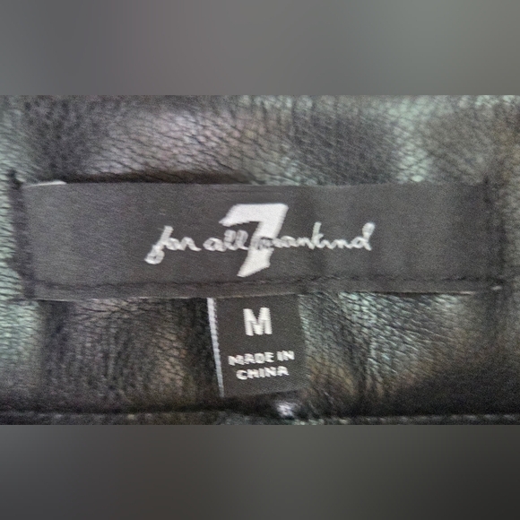 7 For All Mankind Womens Faux Leather High-Rise Pintuck Flare Pants Size M Black - Picture 10 of 12